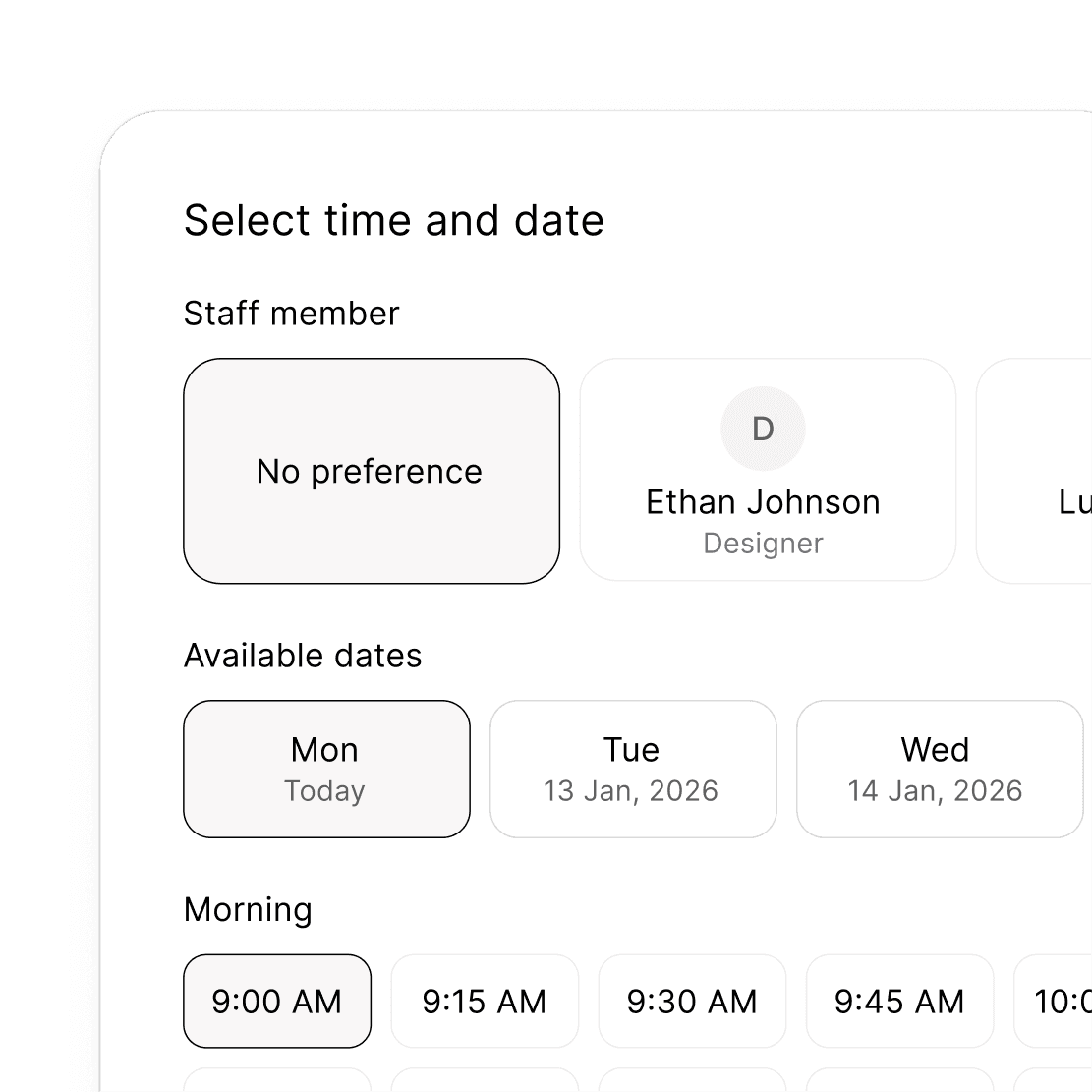 Phone, chat, and booking page interface for routing customer requests