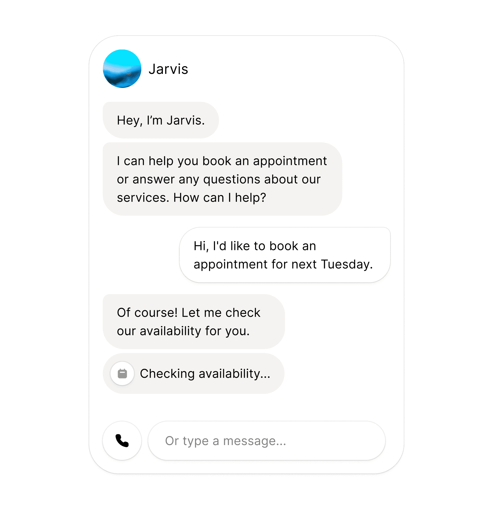 AI receptionist resolving a customer question over chat